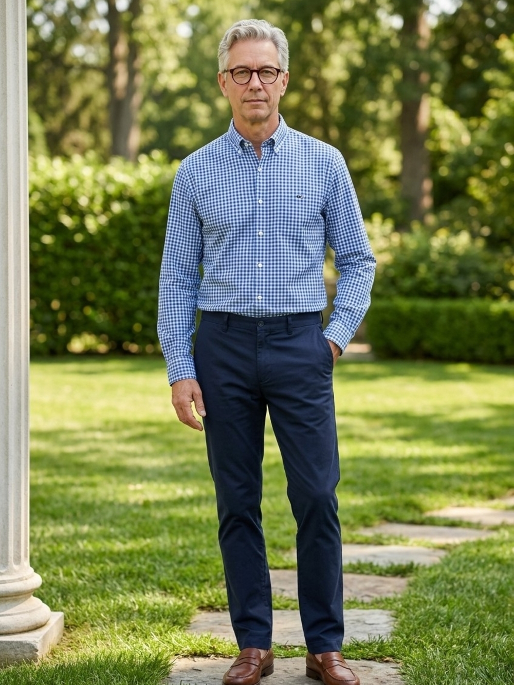 Vineyard Vines Men Slim Fit Tucker Shirt Blue Gingham Check Whale Logo M - Picture 2 of 10